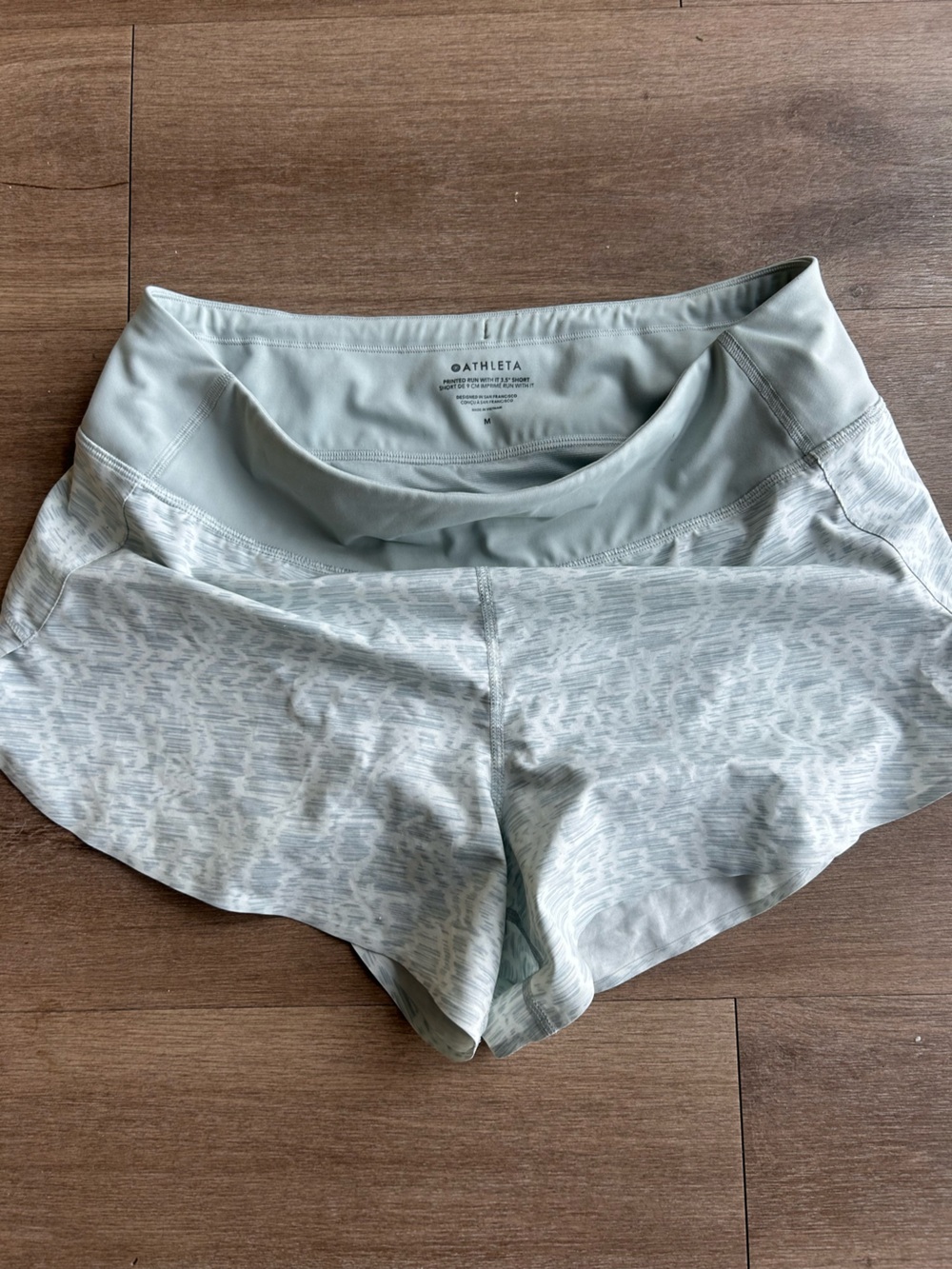 Athleta Pale Aqua Printed Performance Shorts